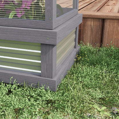 Outsunny Raised Garden Bed with Polycarbonate Greenhouse, Wooden Garden Cold Frame Greenhouse, Flower Planter Protection, 48" x 24" x 32", Natural