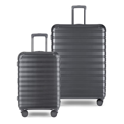 iFLY Hardside Fibertech 3.0 2 Piece Set, 20" Carry-on and 28" Checked Luggage, Gadget Gray