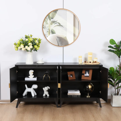 LEFHDA 2PCS Buffet Cabinet, Sideboard Cabinet with Storage, Accent Storage Cabinet with Carved Arc Door Design for Kitchen Dining Room, 2 Doors Buffet Cabinet with Adjustable Shelves