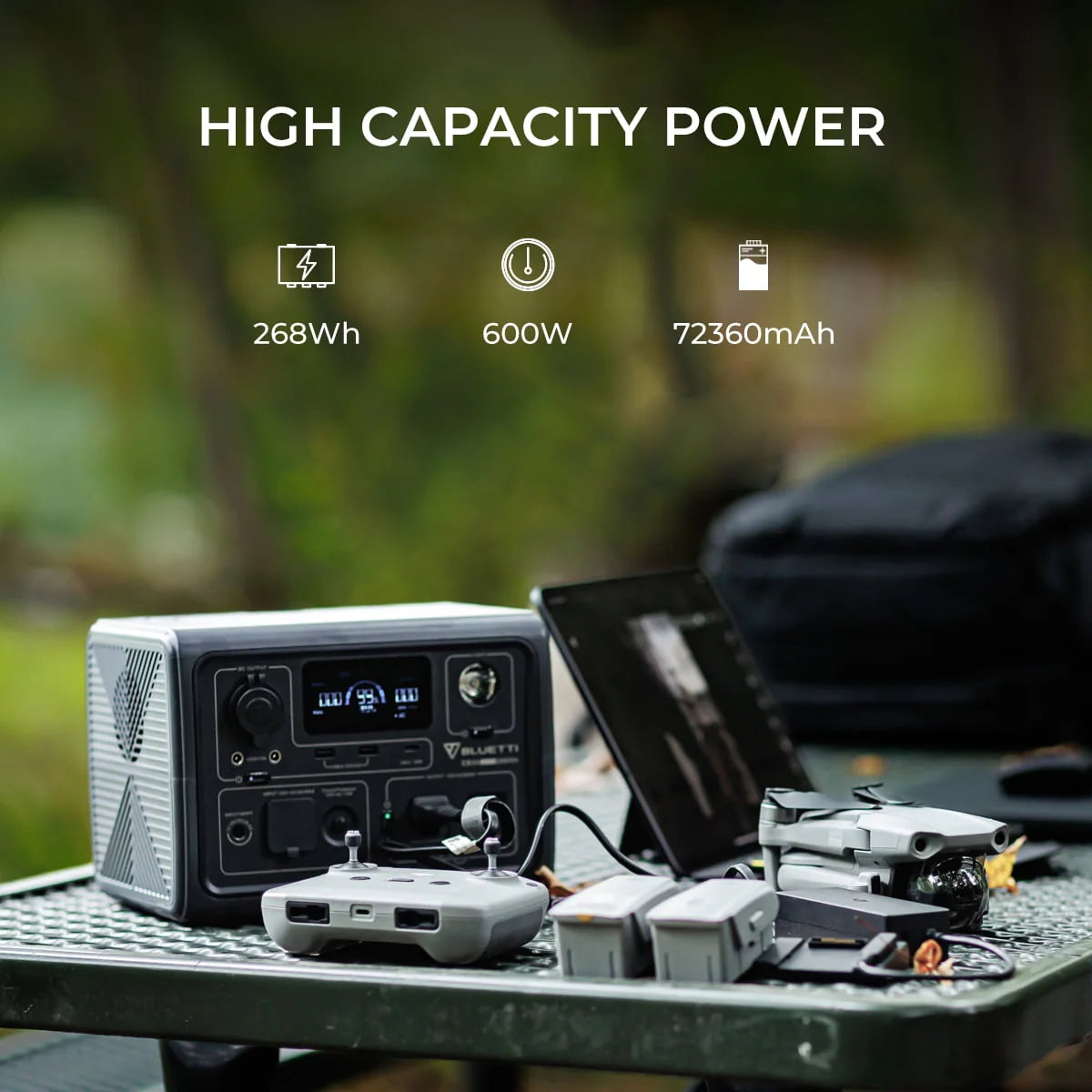 BLUETTI EB3A Solar Generator, 600W/268Wh Portable Power Station, UPS LiFePO4 Solar Generator for House, Camping
