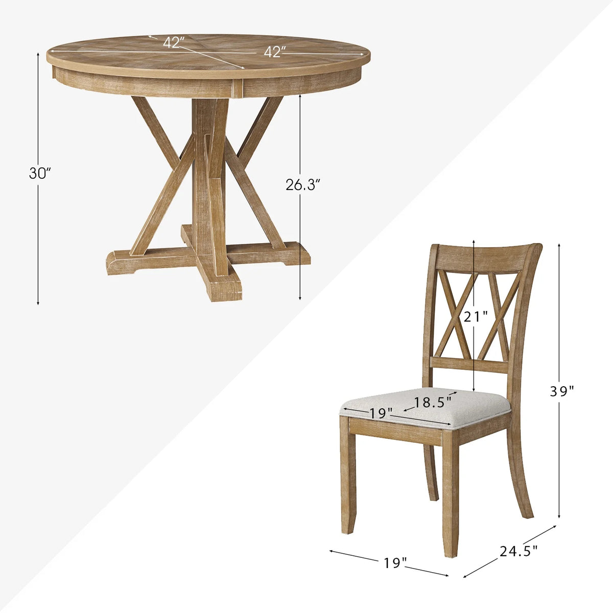 Farmhouse Solid Wood Dining Chairs Upholstered Armless Side Chairs Set of 4 Crossing High Backrest Living Room Kitchen