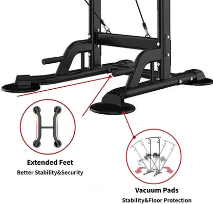 Tappio Multifunction Power Tower Dip Bar Station Pull Up Bar Stand for Home Gym, Adjustable Strength Training Fitness Equipment with Backrest,400lb Capacity