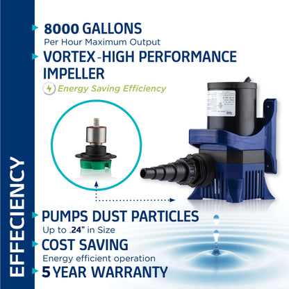 Alpine Corporation 2100 GPH Cyclone Pond Pump Submersible