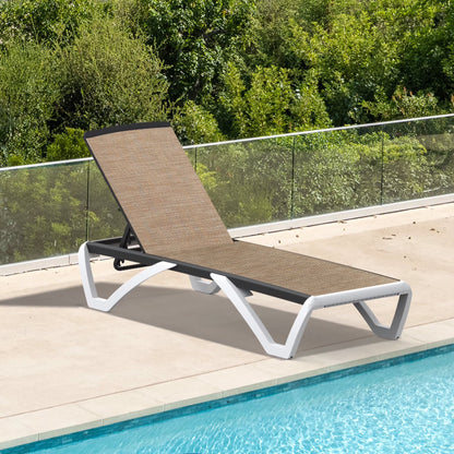 Domi Outdoor Living Chaise Lounge Chair Aluminum Adjustable Pool Lounge Chair��With All-Weather Textilene for Deck, Lawn, Backyard ��1 Grey Chair��