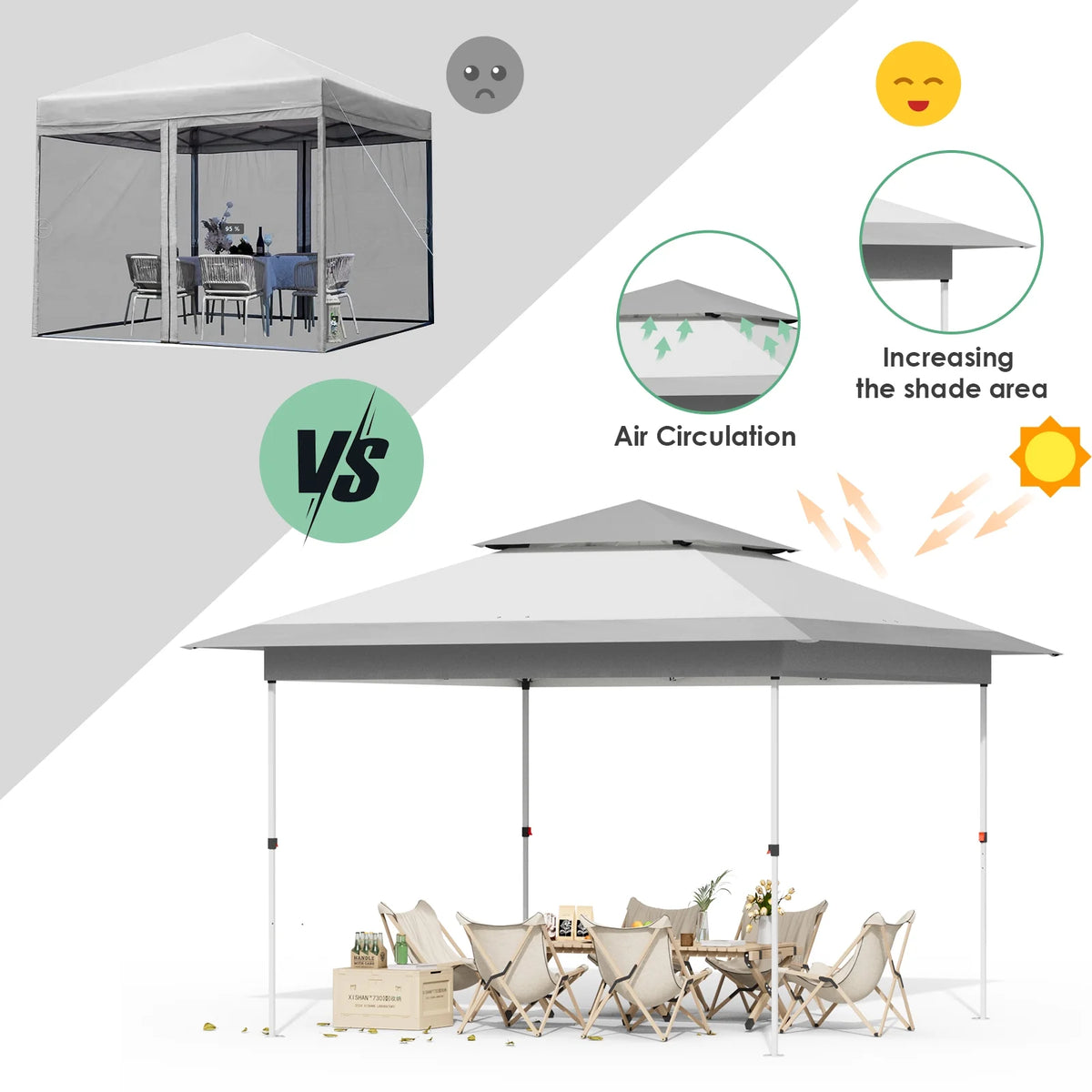Pirecart 12' x 12' Pop-up Canopy Tent Waterproof Outdoor Gazebo Shelter with Wheeled Bag, Instand Canopy , White