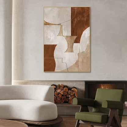 Brown Abstract Painting Wabi Sabi Wall Art Minimalist Painting Neutral Abstract Art Lare Earth Tone Modern Painting Home Decor