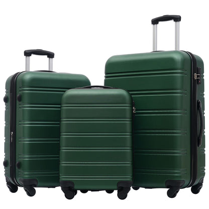3 Piece ABS Luggage Set, Luggage with Spinner Wheel & TSA  20/24/28 inch, Purple