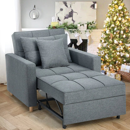 YODOLLA 3-in-1 Futon Sofa Bed Chair,Convertible Sofa Sleeper-Dark Gray