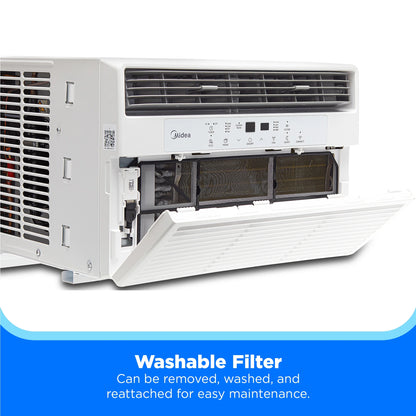 Midea 8,000 BTU 115V Smart Window Air Conditioner with Comfort Sense Remote, up to 350 Sq. ft., White, MAW08S1DWWT, New