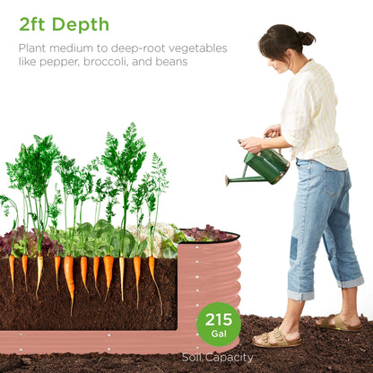 Best Choice Products 8x2x2ft Metal Raised Garden Bed, Oval Outdoor Planter Box w/ 4 Support Bars - Charcoal