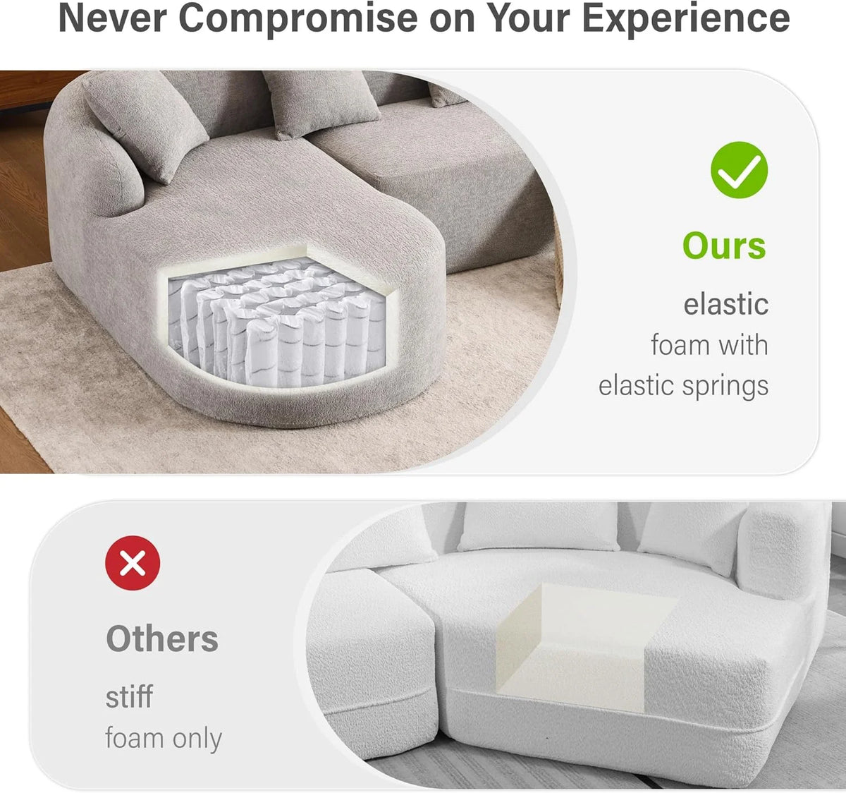 Loveseat Sectional Sofa for Living Room, 65’�?Modern Luxury Plush Chenille Extra Deep Seat Curved Cloud Floor Couch with 3 Throw Pillows for Small Spaces, No Assembly Needed, Sapphire Blue