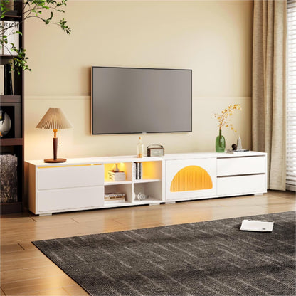2-in-1 TV Stand for TVs up to 100", Entertainment Center with LED Light and 2 Drawers, Free-Combination TV Console Table with Sliding Door for Living Room, Black