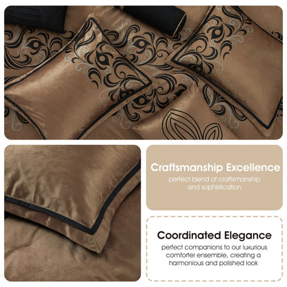 Lanco Smoke Grey Comforter Set California King Size, 9 Piece Jacquard Floral Bedding Set, All Season, Ultra-Soft, Matching Pillows & Shams, Bed Skirt