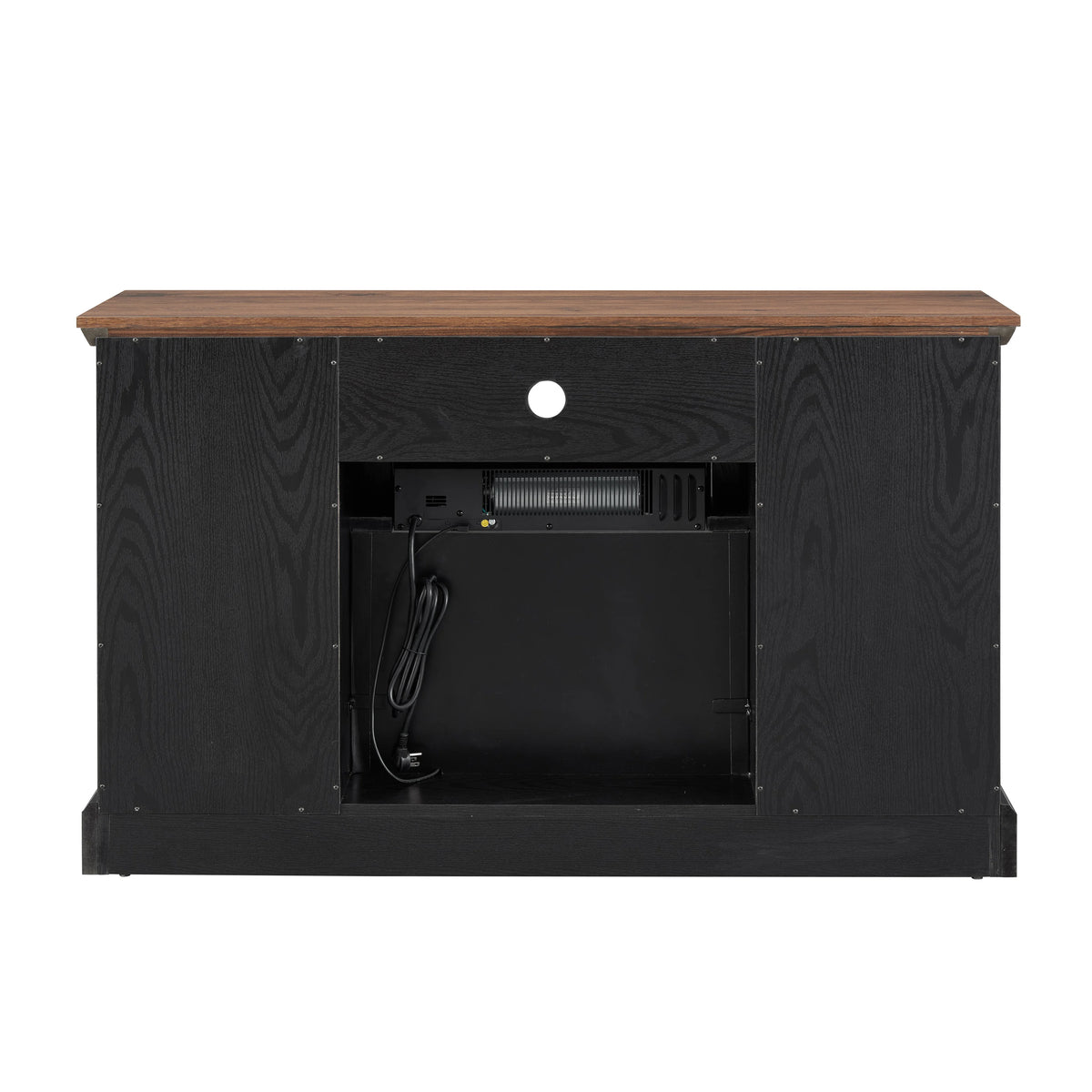Mainstays Farmhouse Fireplace TV Stand for TVs up to 55", off White/Walnut