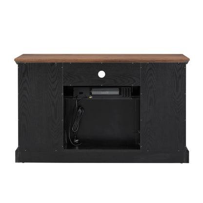 Mainstays Farmhouse Fireplace TV Stand for TVs up to 55", off White/Walnut
