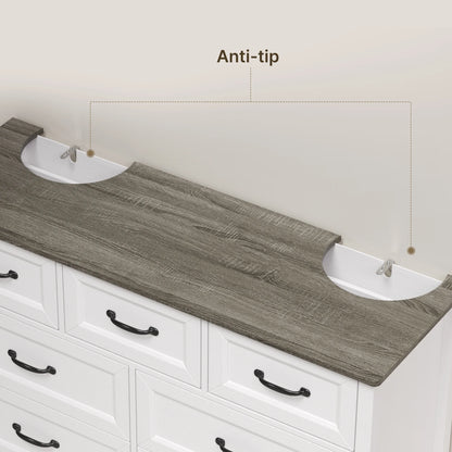 Lofka 47.2" Dresser for Bedroom with 6 Double Drawers, Farmhouse Wood Storage Cabinet with Smooth Metal Handle