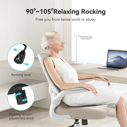 Hbada Office Chair, Ergonomic Desk Chair, Computer Mesh Chair with Lumbar Support and Flip-up Arms, Gray