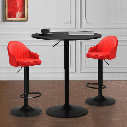 MoNiBloom 3 Piece Bar Table and Chair Set, 31.5" Adjustable-Heigh Pub Table and PU Leather Bar Stools for Home Kitchen