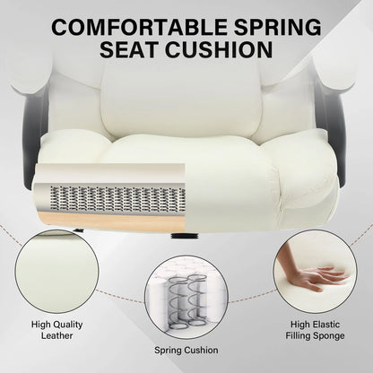 JONPONY Big and Tall Office Chair 500LBS Wide Seat Ergonomic Computer Desk Chair High Back Executive Leather Chair Adjustable Task Chair Lumbar Back Support 8 Hours Heavy Duty Design,Black