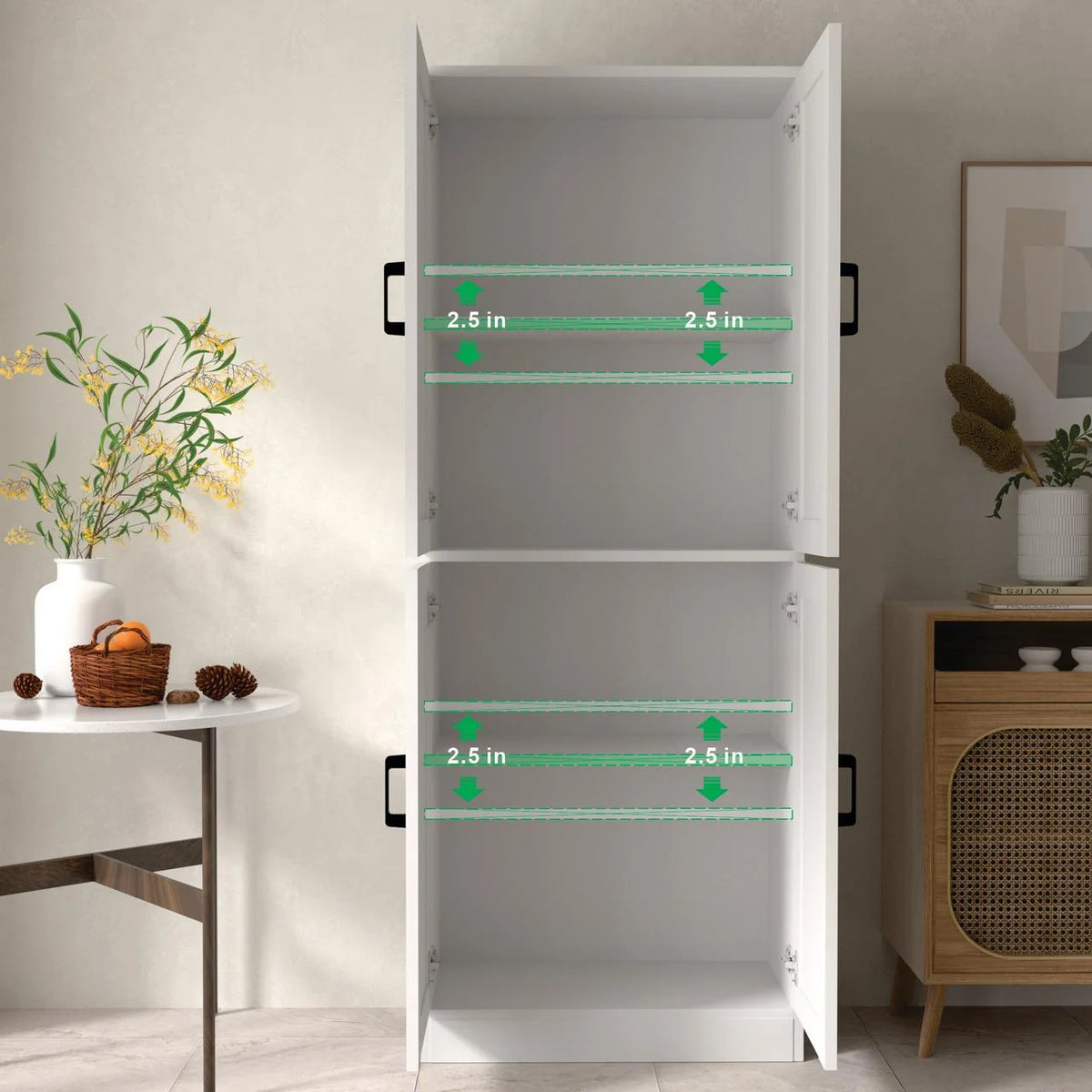 DIYART White Kitchen Pantry Cabinet, 71" Tall Kitchen Storage Cabinet with doors, Kitchen Pantry Hutch with Storage for Kitchen, Dining Room
