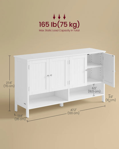 Shoe Cabinet, 3-Tier Shoe Storage Organizer, shoe shelf, Modern Country Cabinet,Freestanding Cabinet with Height-Adjustable Shelf, 13.8 x 47.2 x 27.6 Inches, Entryway, CloudWhite