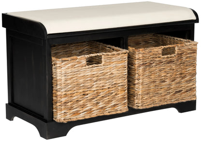 SAFAVIEH Freddy Contemporary Wicker Storage Bench with Cushion, Vintage Grey