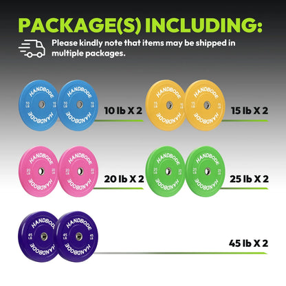 HANDBODE Bumper Plates Olympic Weight Plates, Colored Rubber plate for Weight Lifting and Strength Training 140LB