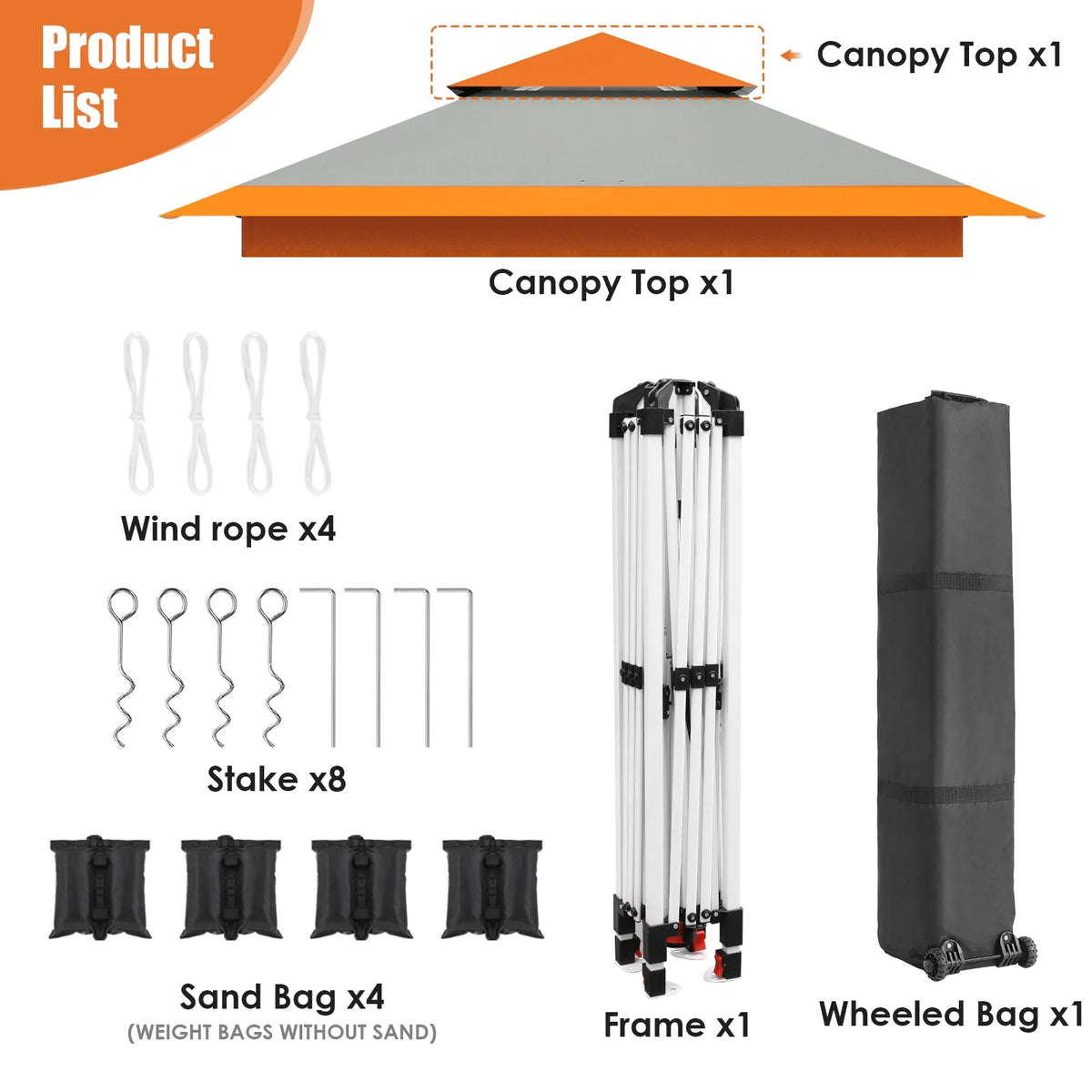 Pirecart 12' x 12' Pop-up Canopy Tent Waterproof Outdoor Gazebo Shelter with Wheeled Bag, Instand Canopy , White