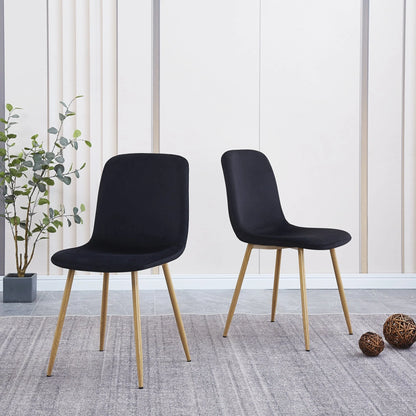 Highsound Dining Chairs Set of 4,Mid-Century Modern Upholstered Dining Chairs with Velvet Cushion Seat for Dinning Room&Living Room, Black