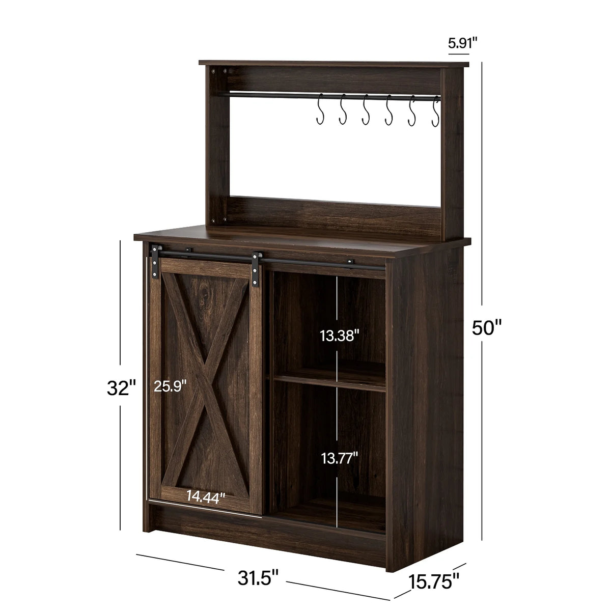 Catrimown Coffee Bar Cabinet, Barn Door Sideboard Buffet Cabinet with Storage, White