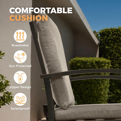 HAPPATIO 7 Piece Patio Dining Set, Aluminum Outdoor Dining Set for 6, Aluminum Dining Table and Chairs Set, Patio Dining Furniture with Aluminum Table, Chairs and Washable Cushions (Gray)