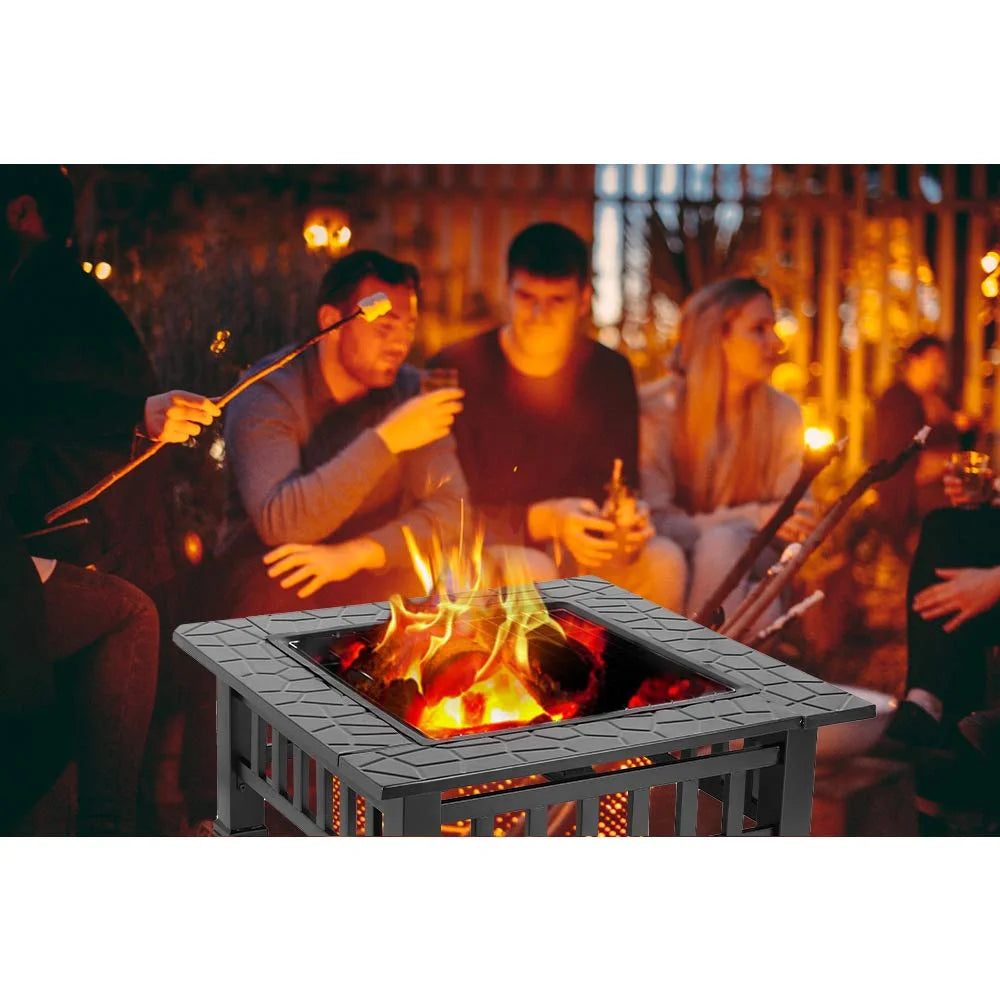 Outdoor Wood Burning Fire Pit, 24" Hexagon Metal Fire Pit for Patio with Poker, Spark Screen, Hex Shaped Fire Pit BBQ Grill, Garden Firepit Stove for Camping Picnic Bonfire Backyard, JA2419