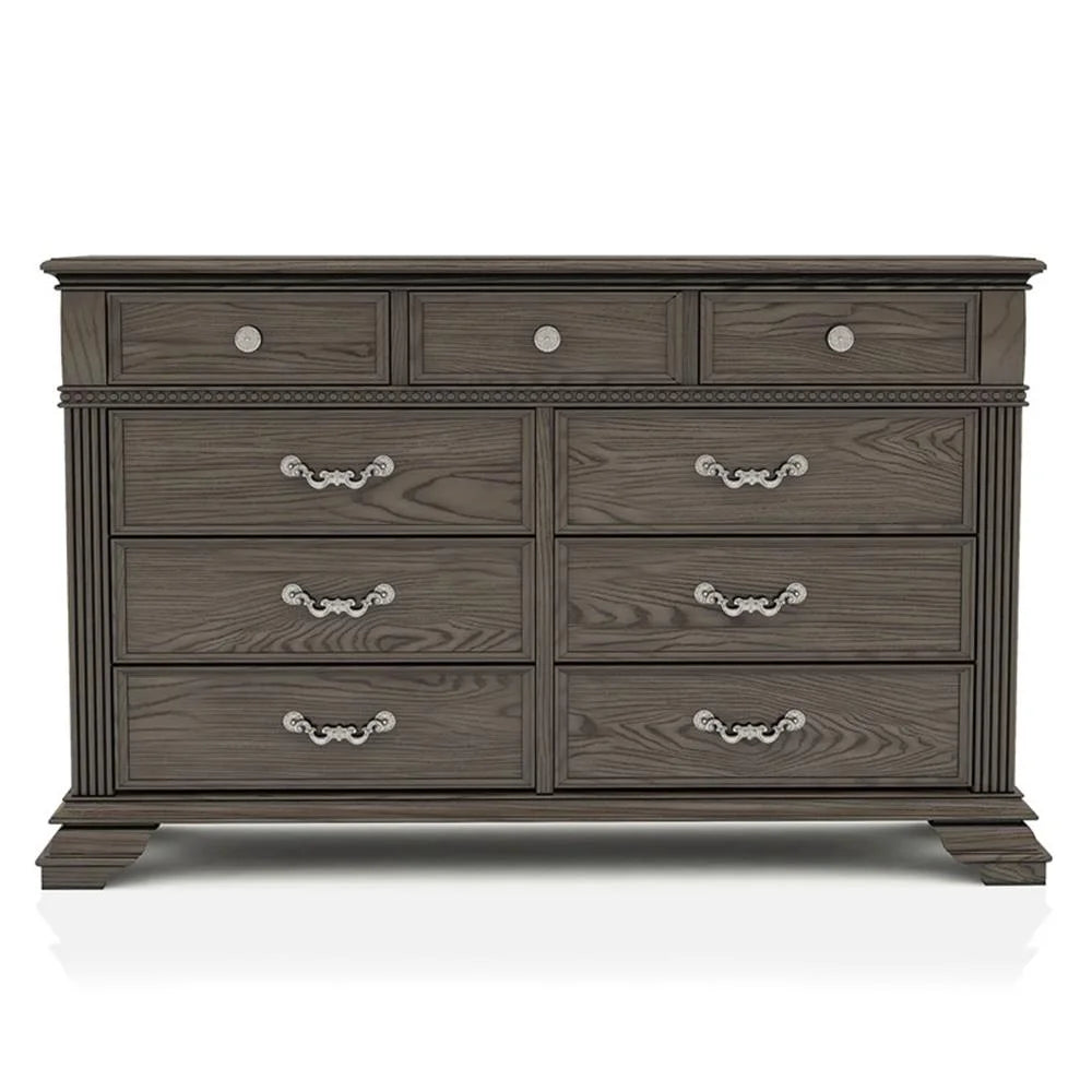 FOA Charo 6pc Gray Wood Bedroom Set-King Nightstands??����?��?