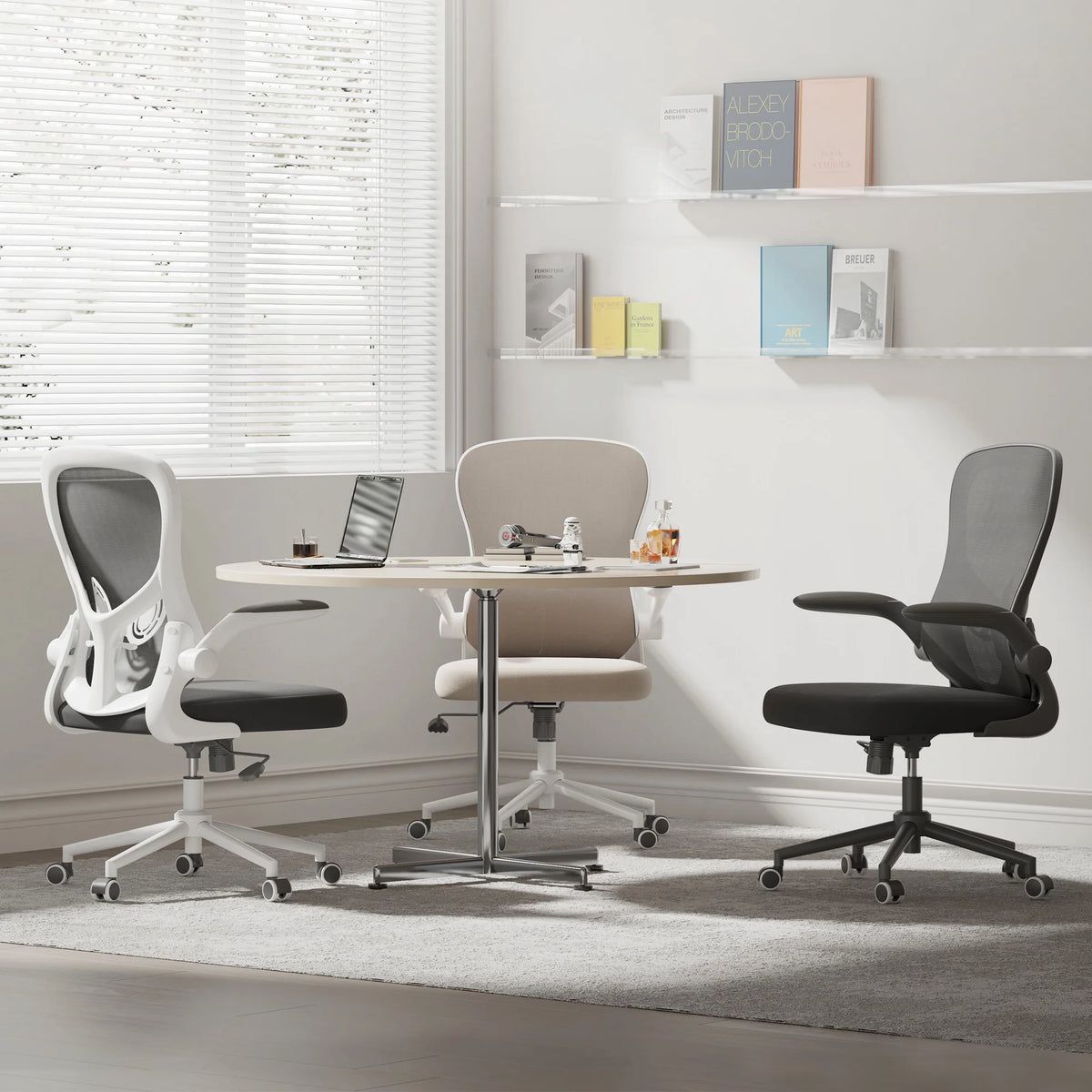 Hbada Office Chair, Ergonomic Desk Chair, Computer Mesh Chair with Lumbar Support and Flip-up Arms, Gray