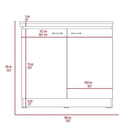 Pemberly Row White Modern Engineered Wood Napoles Utility Sink with Cabinet