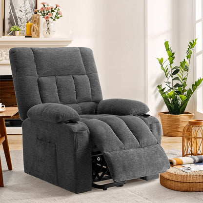 Recline Chair, 21.6"W Oversize Accent Armchair with Storage Bag, Modern Chair for Living Room, Bedroom, Gray