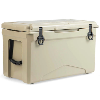 Costway 50 QT Rotomolded Cooler Portable Ice Chest Ice Retention for 5-7 Days Tan