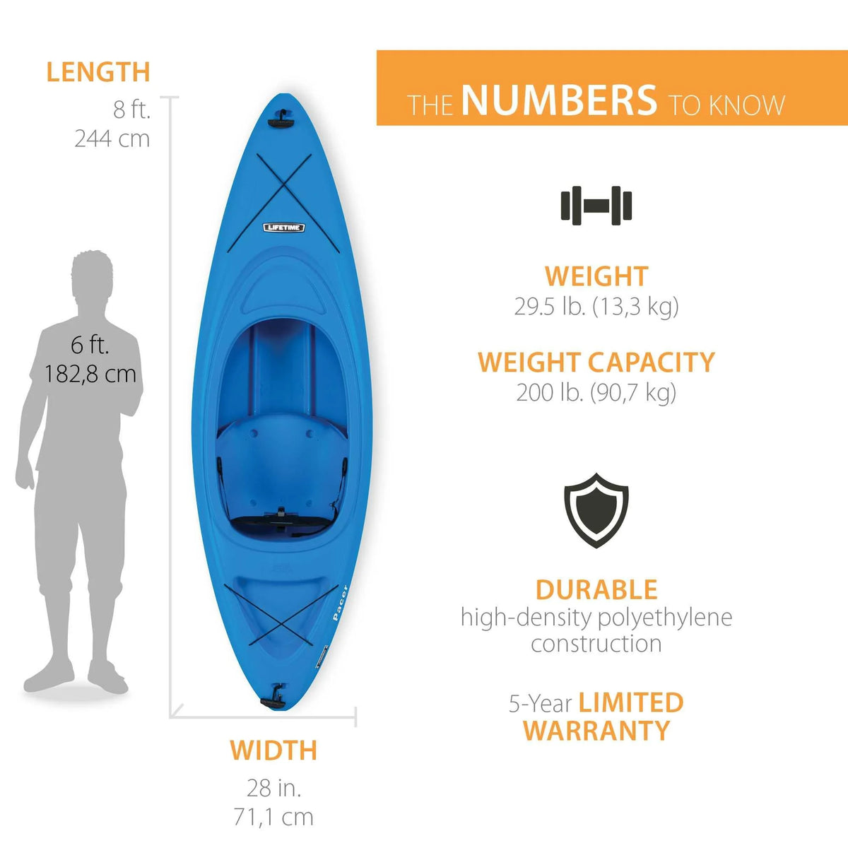 Lifetime Pacer 8 ft. Sit-Inside Kayak, Green (91032)