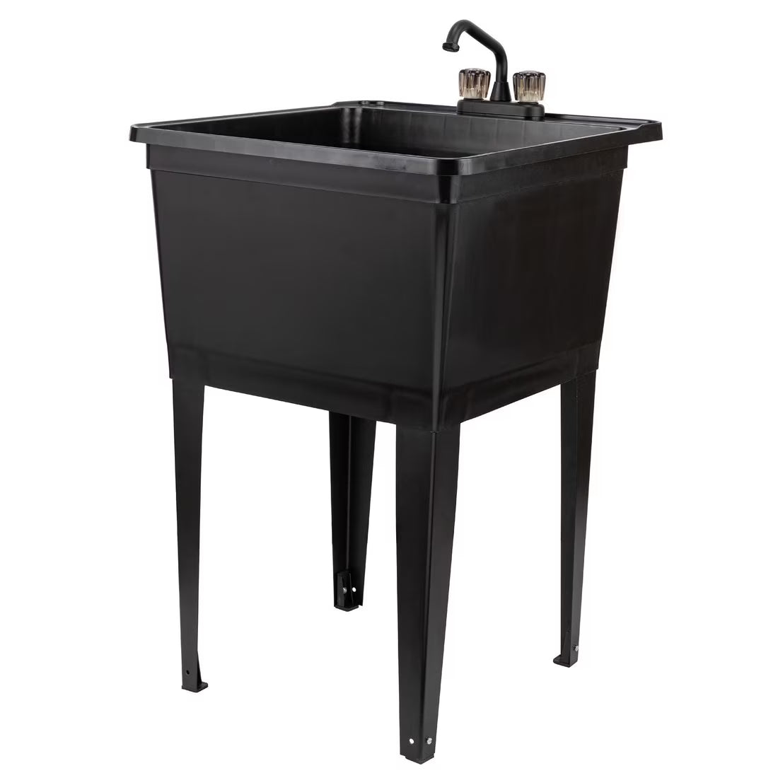 Tehila Freestanding Black Utility Sink with Black Faucet for Laundry Room