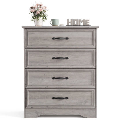 Duerer Modern Drawer Dresser for Bedroom, Living Room, Hallway, Dresser Chest with 4 Drawers, Black