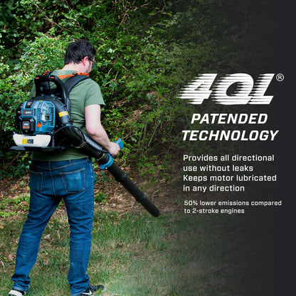 SENIX 4QL 26.5cc 4-Cycle Gas Powered Leaf Blower, 410 CFM/125 MPH, Dual-Grip Handle, Lightweight, BL4QL-L