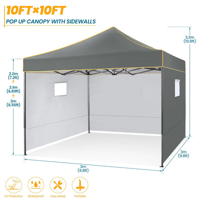 Hoteel 10x15 Heavy Duty Canopy Tent with 4 Sidewalls,Pop up Canopy for Parties Wedding,Commercial Easy up Gazebo with Roller Bag,UV 50+ &,Black