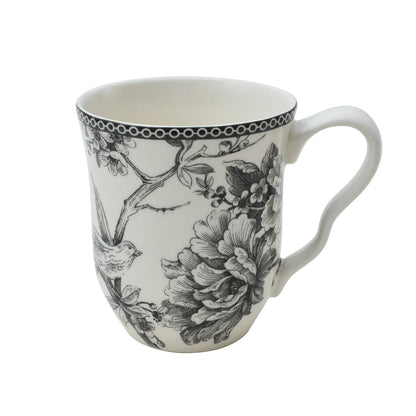 222 Fifth Adelaide Round 16-Piece Porcelain Dinnerware Set, Black Toile