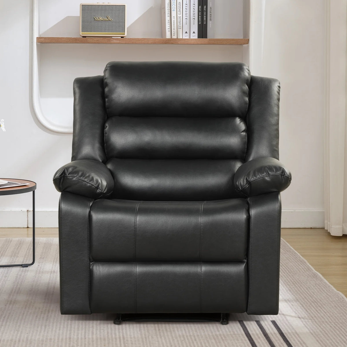 Bonzy Home Recliner Chairs for Living Room Overstuffed Breathable Fabric Reclining Chair Manual Sofa Brown
