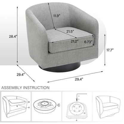 DREAMSIDEA Swivel Barrel Accent Chair for Living Room, Modern Upholstered Round Club Armchair-Cream