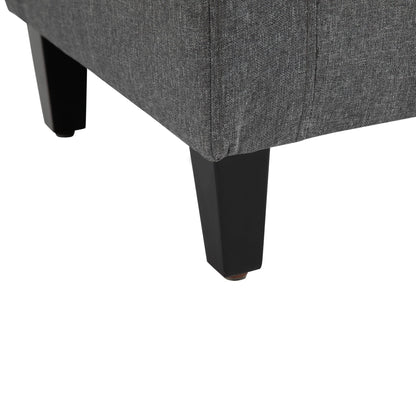 HOMCOM Linen Storage Ottoman Bench Storage Chest Tufted Ottoman Cube with Flipping Top