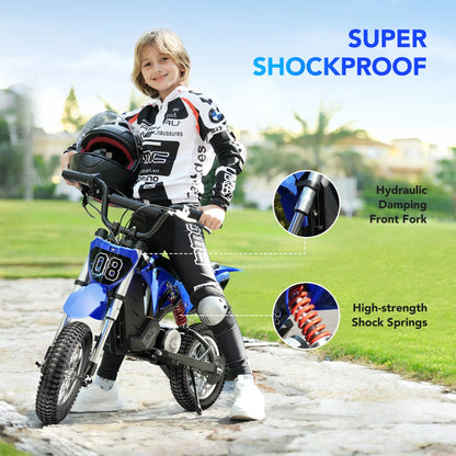 36V Kids Electric Dirt Bike,Fast Speed Electric Motorcycle Up to 16 MPH & 10 Miles Long-Range, 3-Speed Modes, Twist Grip Throttle, Dual Suspension & Brakes for Kids Ages 5-10 Ride on Toys