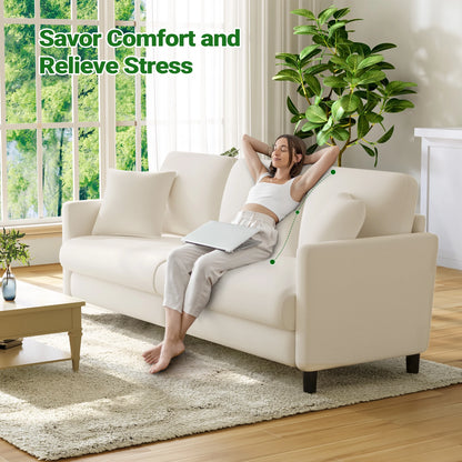 Domusensus Sofas for Living Room, 82" Loveseat Sofa, Couches for Living Room Included 2 Pillows, Teddy Fleece Love Seat Couches, Small Couch, Blue