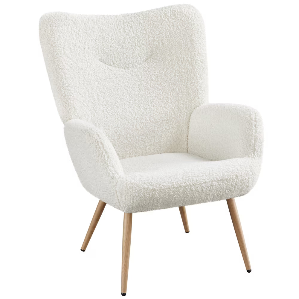 Alden Design Mid-Century Modern Faux Leather Wingback Accent Chair, Brown