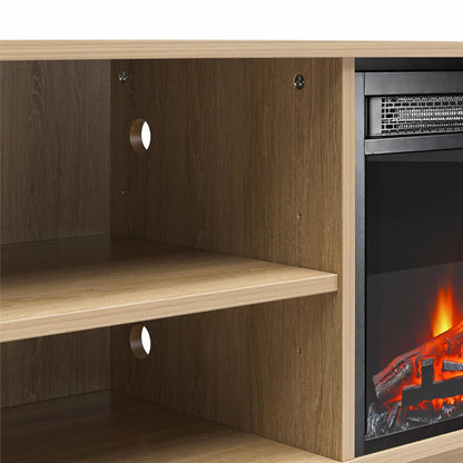 Mainstays Fireplace TV Stand, for TVs up to 55", Black Oak
